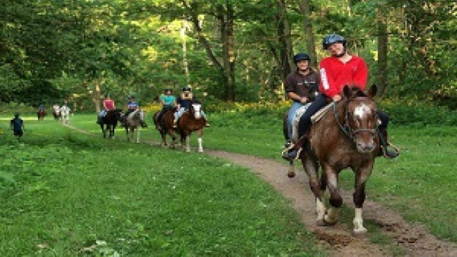 children riding horses at circle r ranch 