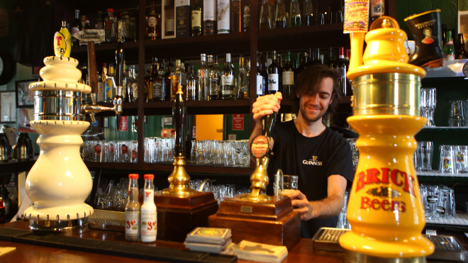 bartender behind bar