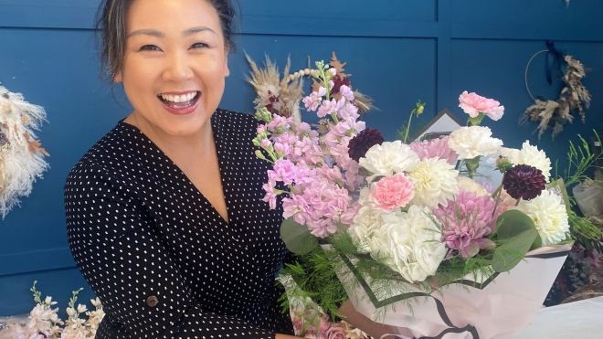 Catherine and flowers