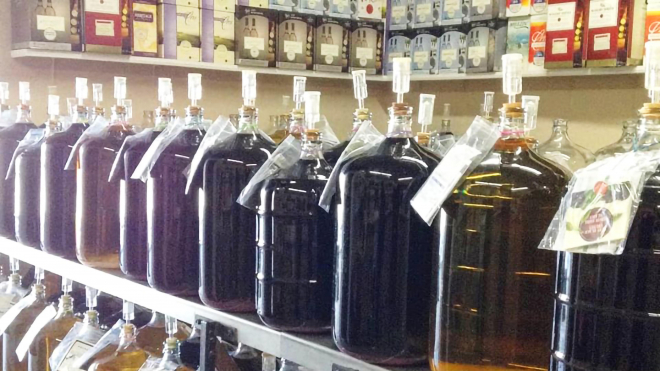 variety of wines fermenting