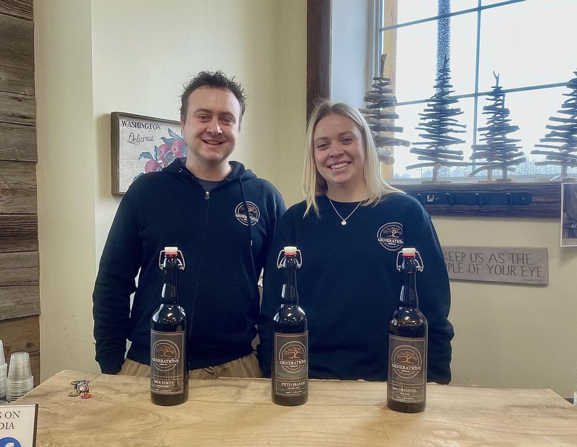 Owners of generations Cider Company Standing with Cider
