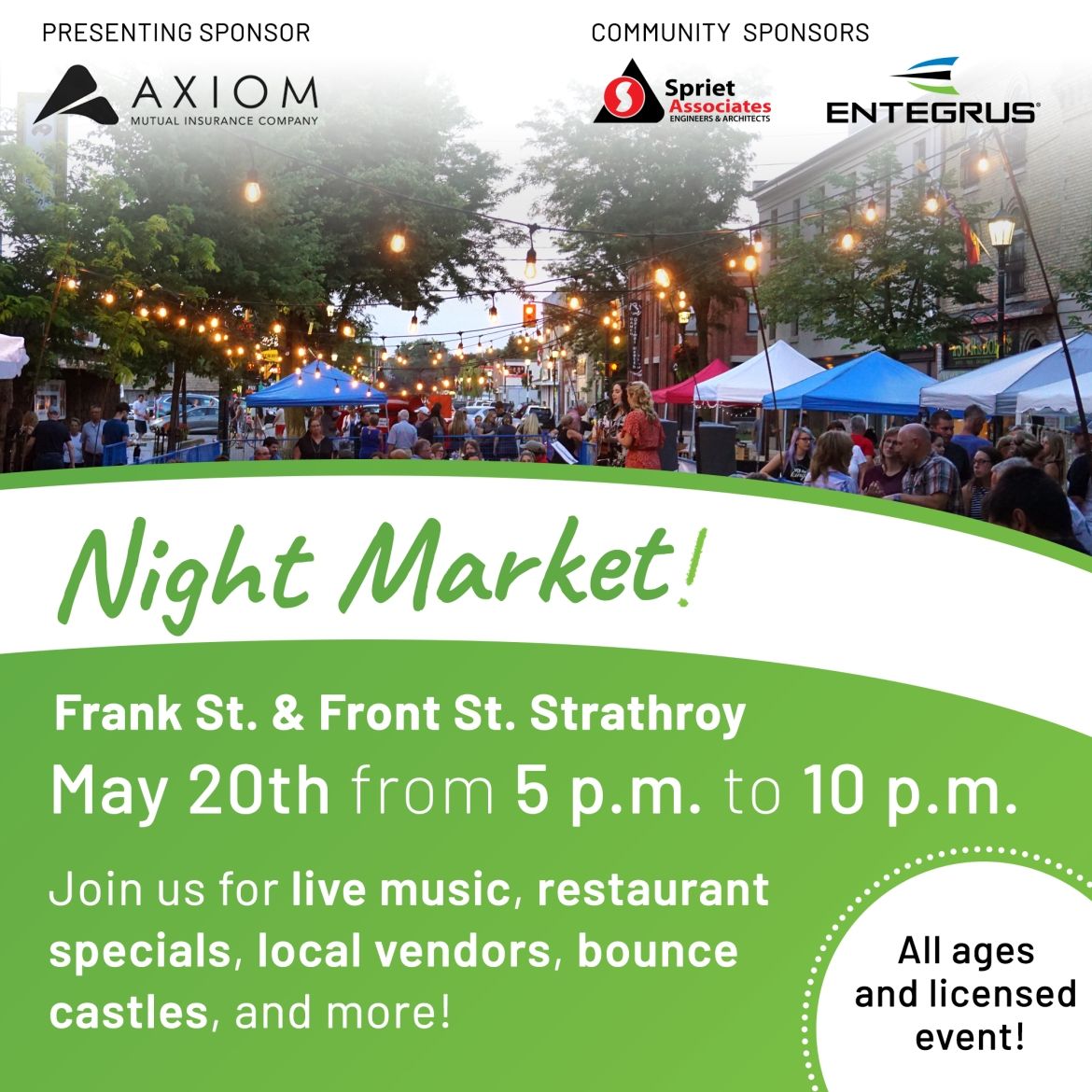 Might market. Frank St & Front St. Strathroy - people gathering in the street