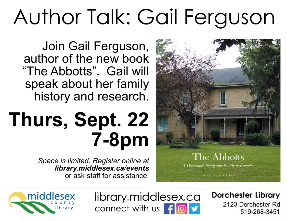 Gail Ferguson Author Talk Event Poster