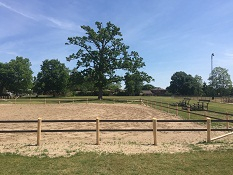 the fence of a stable at fair grounds 