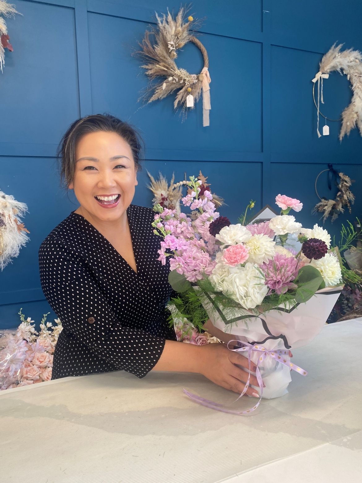 Catherine and flowers