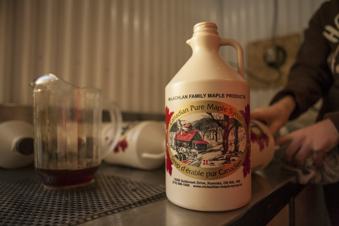 Jugs of Mclachlan Maple Syrup