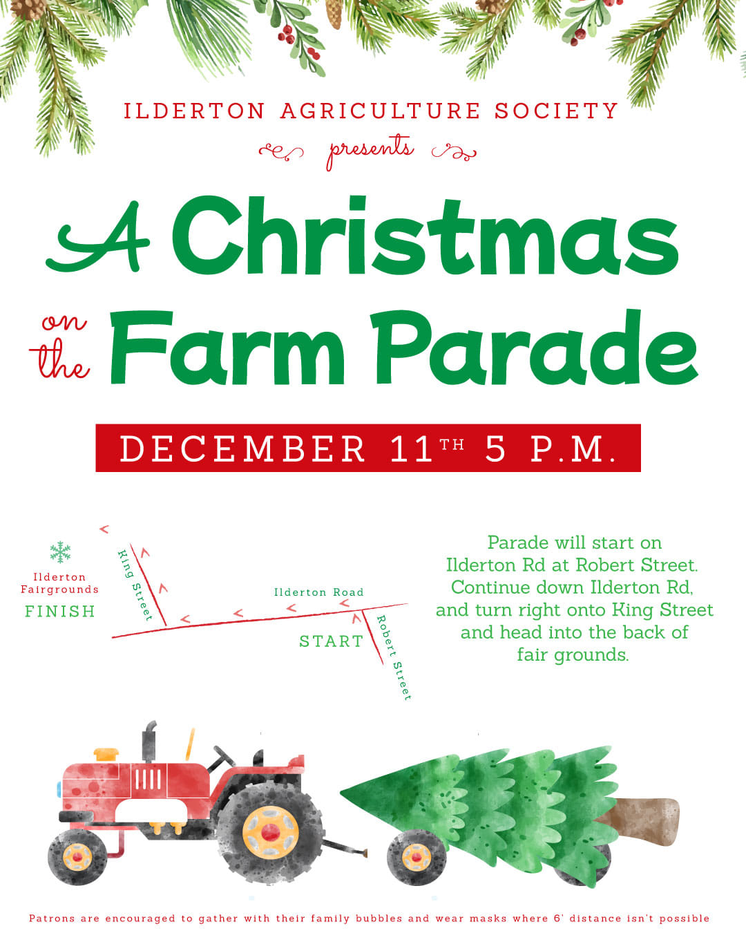 Christmas farm parade information poster 