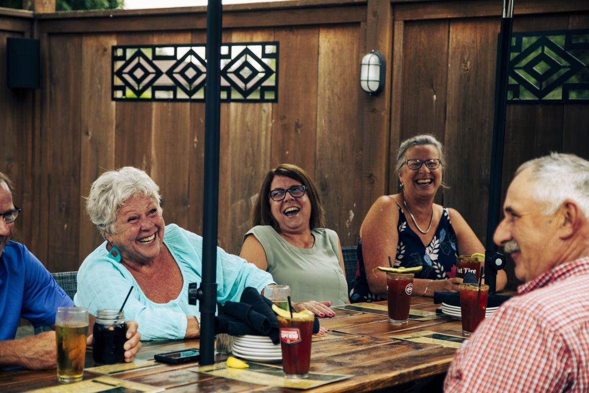 group on patio